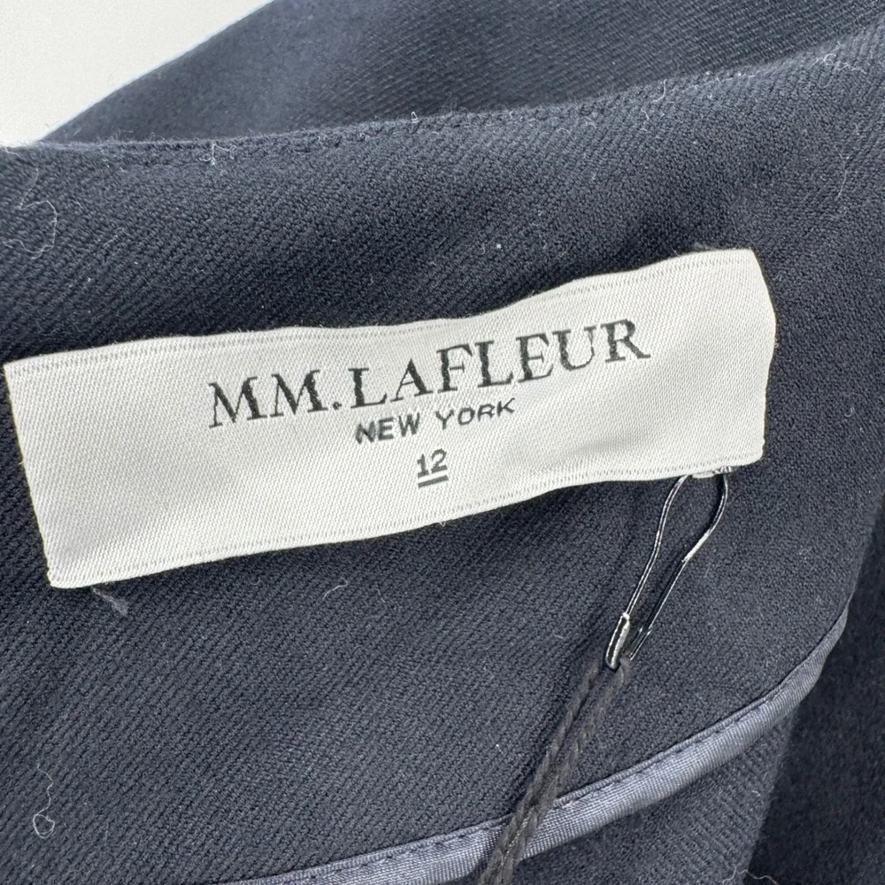 NEW MM LaFleur Susanna Dress‎ Womens 12 Navy Blue Short Sleeve Sheath Boat Neck